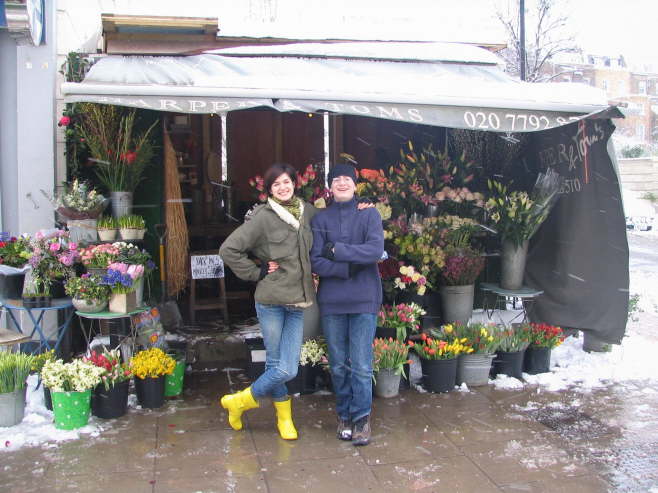 Ben and Aimi at Aimi's Flower Stall off Portobello
