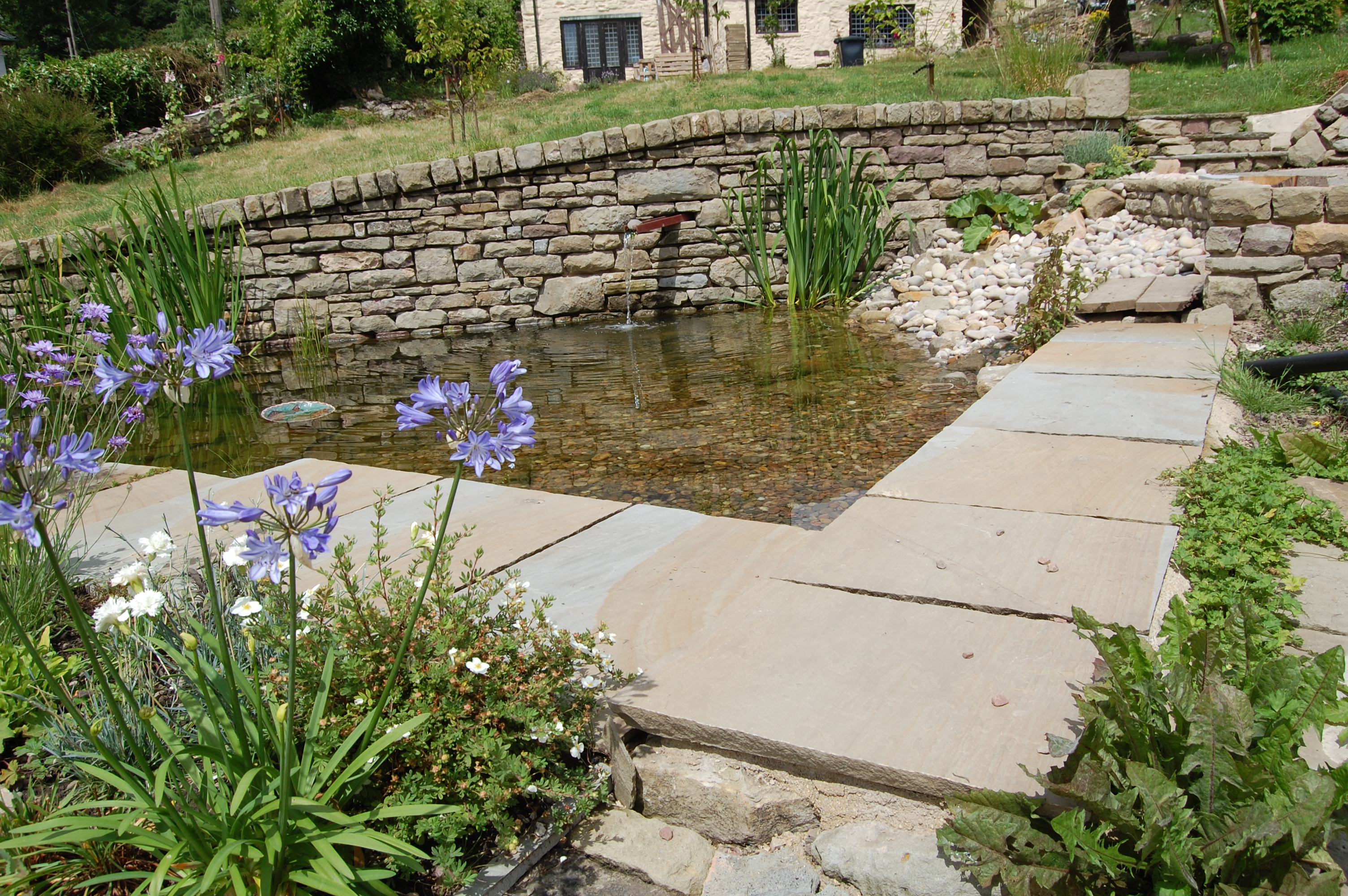 Stone walled pond stonework complete Your Pond Forum Pond Life